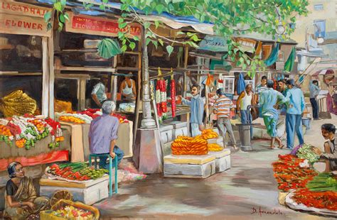 India Flower Market Street Painting by Dominique Amendola - Pixels