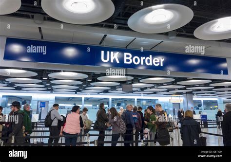 UK border passport control at Heathrow airport, London, England Stock Photo, Royalty Free Image ...