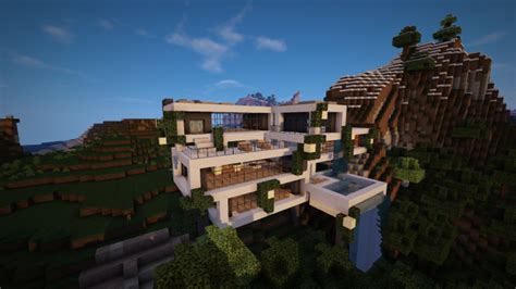 Modern Cliffside Mansion Minecraft Project