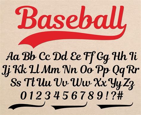 Baseball Font Softball Font Baseball Font With Tails Baseball Cursive ...