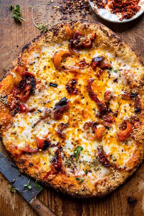 Calabrian Chili Roasted Red Pepper Pizza | halfbakedharvest.com Pizza Oven Recipes, Pizza ...