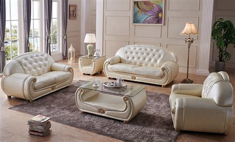 Classic Leather Sofa Giza by ESF Furniture | Ivory - MIG Furniture