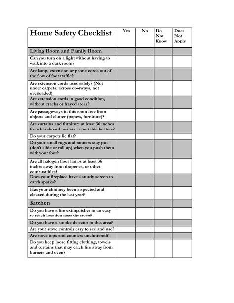 Home Safety Checklist Yes | Home safety checklist, Safety checklist, Home safety