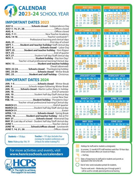 Henrico County Public Schools Calendar 2023-2024 Holidays