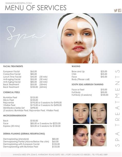 Facials Medical Spa Menu of Services | Esthetician room, Esthetics, Spa menu