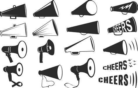 Cheer megaphone silhouette, Cheer megaphone cut files, Cheers silhouette 36718252 Vector Art at ...