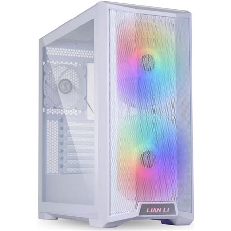 LIAN LI LANCOOL 215 W White Steel / Tempered Glass ATX Mid Tower ...