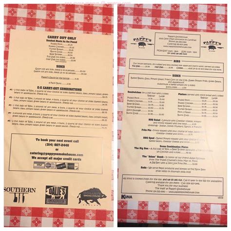 Menu at Pappy's Smokehouse BBQ, St. Louis