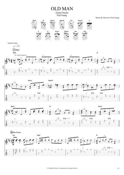 Old Man Neil Young Guitar Chord Chart With Images