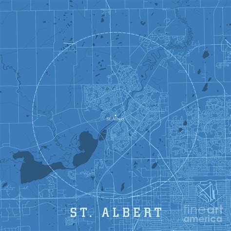 St. Albert Alberta City Vector Road Map Blue Text Digital Art by Frank ...