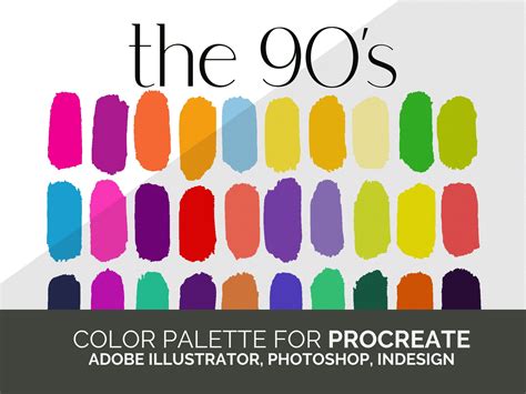 The 90s Color Palette for Procreate, Adobe Photoshop, Illustrator, and ...