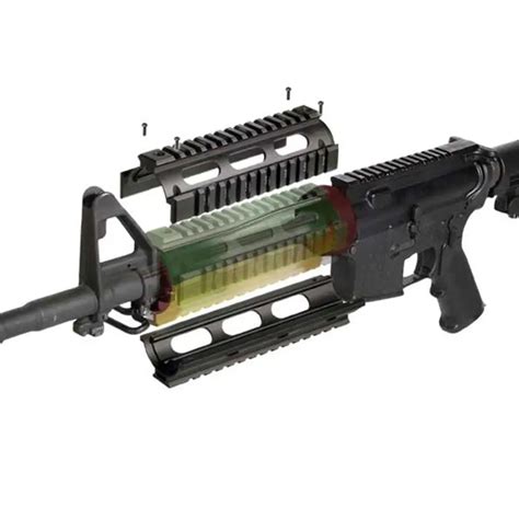 Hunting Tactical Airsoft AR 15 M4 Handguard Carbine 9 Inch RIS Quad Rail 2 Piece Drop In ...