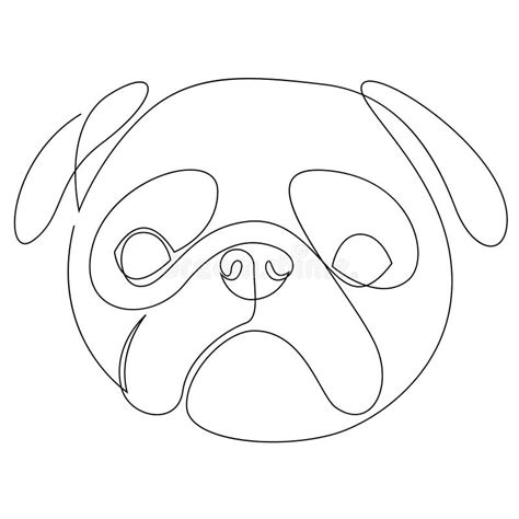 Pug Vector Dog Portrait. Continuous Line. Dog Single Line Drawing Stock ...