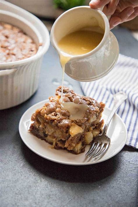 Fresh Apple Cake with Vanilla Cream Sauce - Feast and Farm