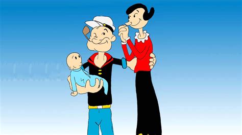 Popeye With Family In Blue Background HD Popeye Wallpapers | HD Wallpapers | ID #72416