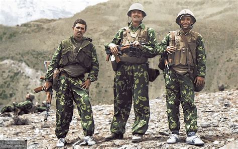 Soviet soldiers in Afghanistan 1980s.wearing KLMK suits and 6b3 vest and armed with aks 74s.Two ...