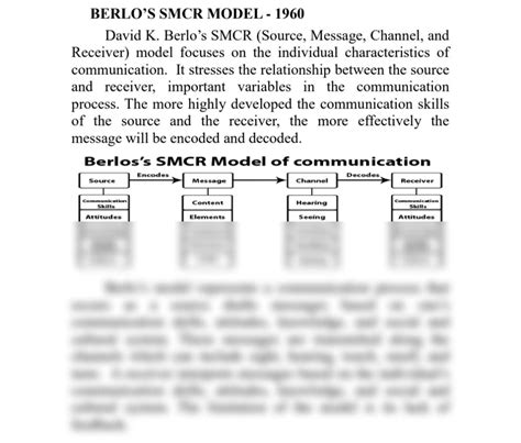 SOLUTION: Berlo s smcr model of communication - Studypool