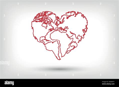 Heart World, World and Love, Happy World Map. World map design that looks like a heart. World ...