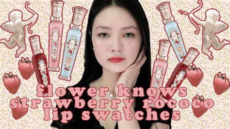🍓FLOWER KNOWS STRAWBERRY ROCOCO LIP SWATCHES 🍓 - YouTube