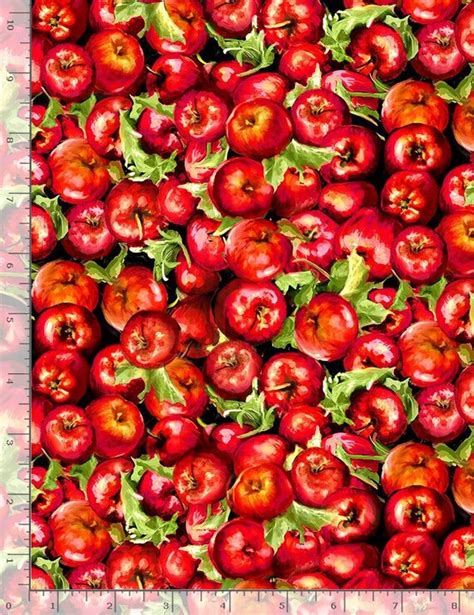 Apple Fabric by Half Yard Apple Print Fabric Apple Quilting | Etsy