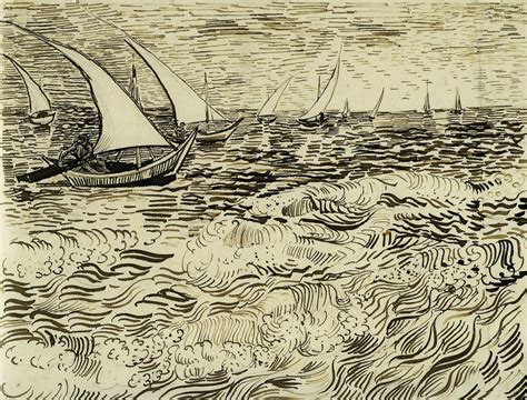 Vincent van Gogh - Boats at Sea, Saintes-Maries-de-la-Mer