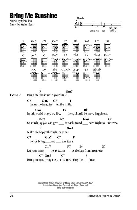 Bring Me Sunshine by Willie Nelson - Guitar Chords/Lyrics - Guitar ...