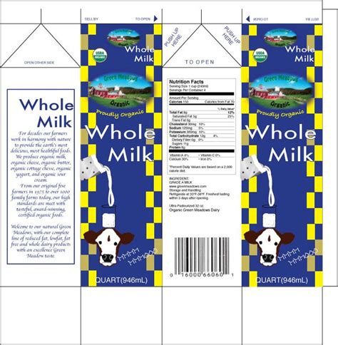 Printable Milk Carton Template | Milk carton for organic whole milk. | Dollhouse Miniature ...