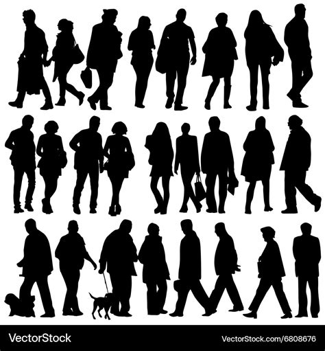 People silhouette walking Royalty Free Vector Image