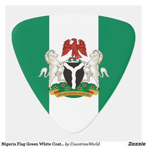 Nigeria Flag Green White Coat Of Arms Guitar Pick | Zazzle | Nigeria ...