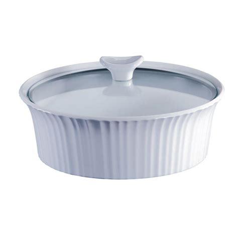 Corningware French White 2.5-Qt Round Ceramic Casserole Dish with Glass Cover-1105930 - The Home ...