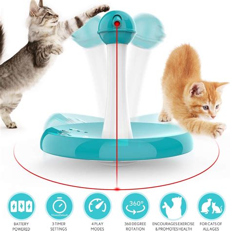 Cat Laser Toys, 3 in 1 Tumbler Interactive Cat Toys, Laser and Feather ...