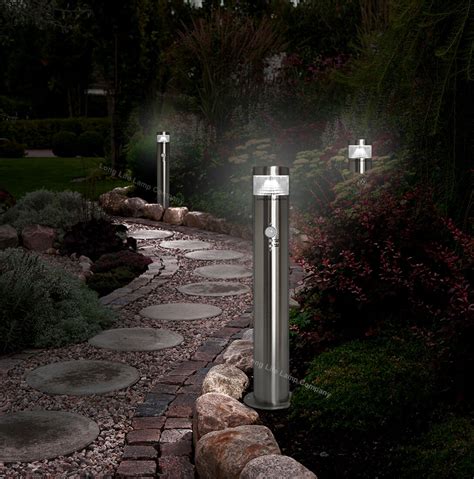 PIR LED Bollard Garden Lamp Post Stainless Steel Outdoor Motion Sensor Light | eBay