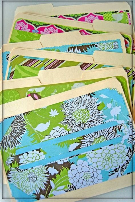 Decorated File Folders Set of 6 Beautiful Blue