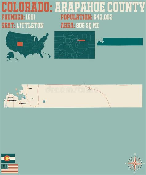 Map of Arapahoe County in Colorado Stock Vector - Illustration of population, seat: 160006288