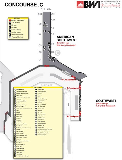 Baltimore-Washington Airport Map (BWI) - Printable Terminal Maps, Shops ...