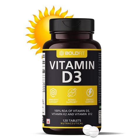 Boldfit Vitamin D3 Tablets for Men & Women - Vitamin D,Vitamin D3 + K2 ...