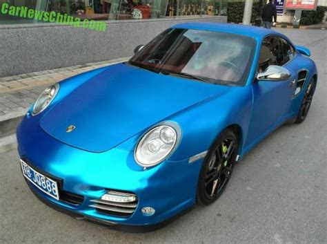 Porsche 911 Turbo is matte baby blue in China - CarNewsChina.com