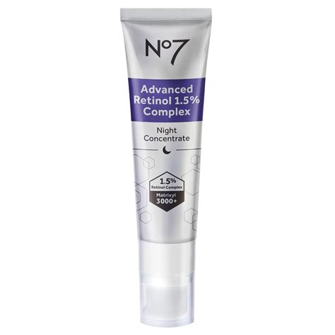 No7 Advanced Retinol 1.5% Complex Night Concentrate Serum with Collagen Peptides and Bisabolol ...