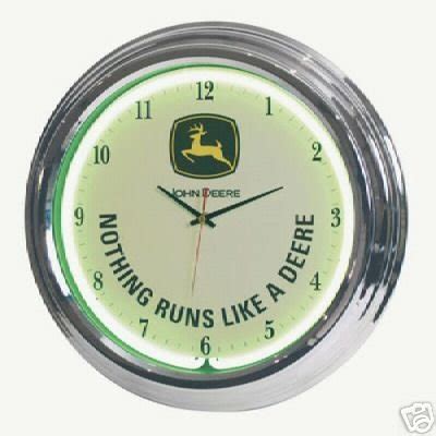 JOHN DEERE 17" GREEN NEON WALL CLOCK - BRAND NEW! | #36257371