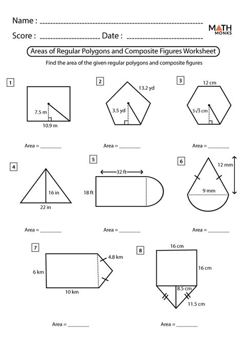 Area of Composite Figures Worksheets - Math Monks