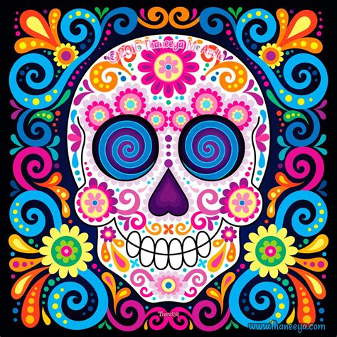 Sugar Skull Art from Thaneeya McArdle's 2018 Sugar Skulls Calendar | Colorful skull art, Sugar ...