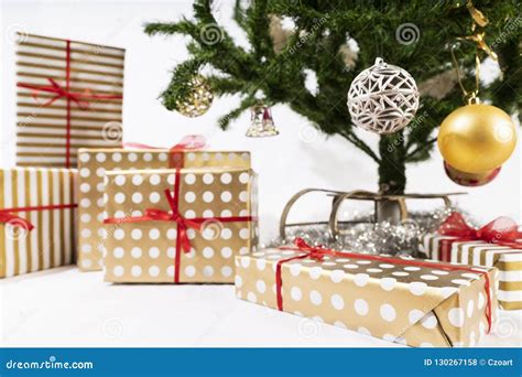 Christmas Tree with Presents Underneath. Stock Photo - Image of ...