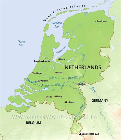 Netherlands geography map - Holland geography map (Western Europe - Europe)