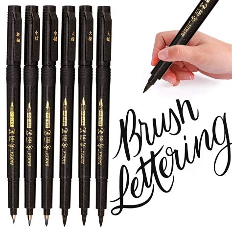 Lettering Pens, Refill Brush Calligraphy Markers Set 4 Size, for Beginners Writing, Art Drawings ...