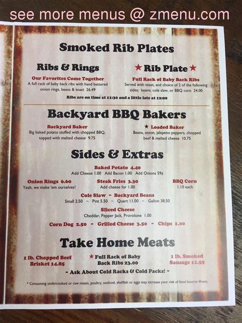 Menu at Backyard Barbeque Co, Magnolia