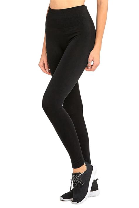 Wholesale Women's High Waisted Leggings - Black, Fleece - DollarDays