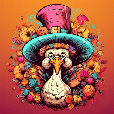 Premium Photo | A cartoon turkey in a hat and a pumpkin on a pink background in the style of ...
