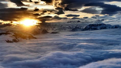 Sunrise at the Alps over a sea of clouds in Austria image - Free stock photo - Public Domain ...