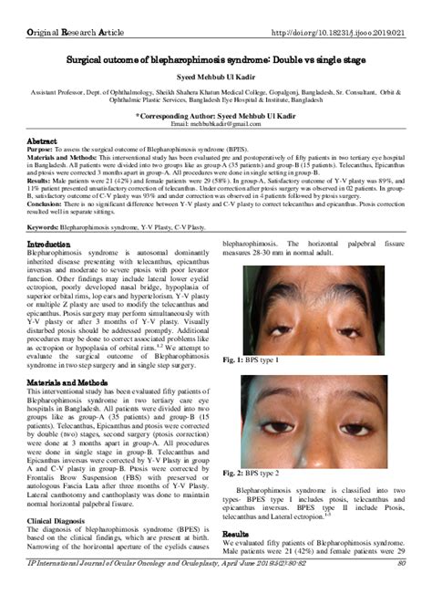 (PDF) Surgical outcome of blepharophimosis syndrome: Double vs single stage