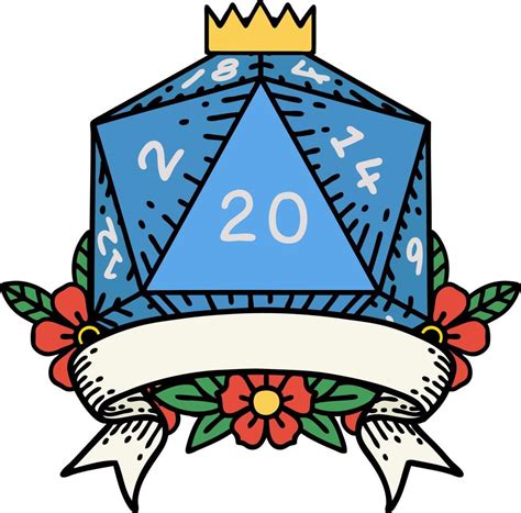 natural 20 critical hit D20 dice roll illustration 12121625 Vector Art at Vecteezy